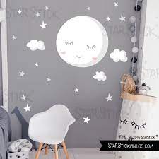 Full Moon With Stars White Moon Baby Wall Decal Etsy Baby Room Wall Decor Baby Wall Decals Baby Room Decor