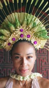 special request from bride and groom for their personalize flowers. ,  Taking an inspiration from a local Balinese head piece;, Pic 1 from the  Balinese artist @make_a_scene_bali_ , Pic 2 the Balinese ...