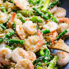 Garlic Butter Shrimp Quinoa And Asparagus Recipe Yummly Recipe Recipes Food Clean Eating Recipes