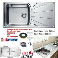 Ala 8579 naya xl 9 white ala carte sink & arti tap pack. Modern Stainless Steel Black Reflection Glass Kitchen Sink 1 5 Bowl Lhd Drainer Ebay