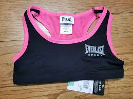 New With Tag Girls Everlast Sports Bra Size M 6 7 Black Pink