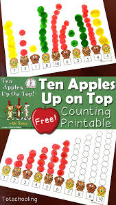 A cute fine motor activity after reading the book 10 apples up on top. Ten Apples Up On Top Counting Printable Activity Totschooling Toddler Preschool Kindergarten Educational Printables