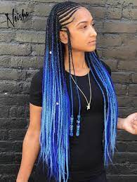 Fulani Braids With Bright Blue Extensions Hair Styles Braided Hairstyles For Black Women Braided Hairstyles