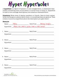 Some of the worksheets for this concept are hyperbole, hyperbole cafe, writing practice hyperbole, hyperbole, name date hyperbole in literature high school, name date work figures of. Hyperbole Worksheet Education Com Hyperbole Lessons Figurative Language Lessons Hyperbole Activities