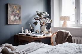 Dark walls have a way of bringing out the best in whatever you place in front of them. My Scandinavian Home Decorating With Blue