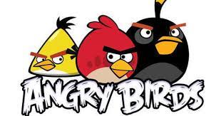 Angry Birds And The Merchandise Based On The Game Is Wonderfully Advertised By This Creative And Colorful Logo The Font Is Playful And Edgy Whi Putraku Produk