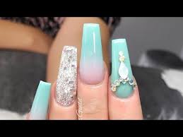 We rounded up the best acrylic nail kits that will have you skipping the salon for good. Long Mint Green Ballerina Acrylic Nails With Swarovski Bling Youtube