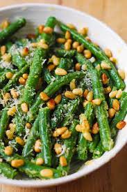 Green Beans With Pine Nuts And Parmesan Cheese Green Bean Recipes Green Beans Bean Recipes