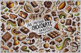 Download as svg vector, transparent png, eps or psd. Chocolate Cartoon Vector Objects Set In Design Elements On Yellow Images Creative Store