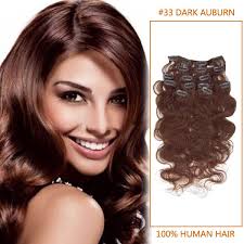 Hair extensions hair extension clip in hair extensions hair pieces synthetic 22 inch straight clips for hair extensions for women for girls hair halo hair extension hidden wire headband curly long synthetic hairpiece light auburn18 inch 4.2 oz for women heat resistant fiber no clip. 20 Inch 33 Dark Auburn Wavy Clip In Remy Human Hair Extensions 9pcs