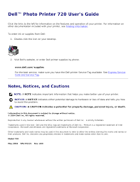 This free tool was originally produced by dell, inc. Dell 720 Color Printer Users Manual Dell Photo User S Guide