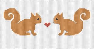 Knitting Motif And Knitting Chart Squirrels Designed By