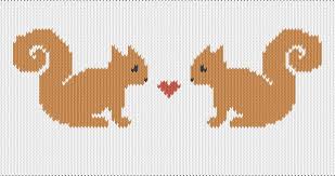 knitting motif and knitting chart squirrels designed by