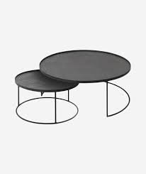Industrial coffee table round cement coffee table in light gray/deep gray. Round Tray Nesting Coffee Table Set 2 2 Sizes Beam