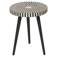 Black And White Bone Inlay Side Table Soren Black And White Bone Inlay Side Table Black White Matt Blatt In 2020 Bone Inlay Side Table Black Side Table Side Table