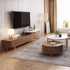 Modern White Walnut Round Coffee Table With Storage Wood Rotating Marble Nesting Coffee Table In In 2020 Walnut Living Room Gold Living Room Living Room Coffee Table