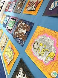 Onomatopoeia Pop Art Word Projects Art Lessons Elementary Art Classroom Elementary Art
