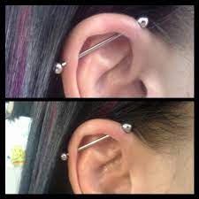 Industrial Piercing I Did Two Weeks Into Healing Piercing Scaffolding Piercing Ear Piercings