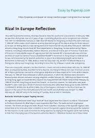 Reflection is a feature in the java programming language. Rizal In Europe Reflection Essay Example