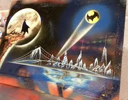 Batman Spray Paint Art Space Painting Free Shipping Etsy