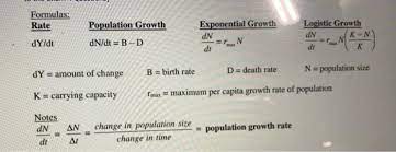 .real growth per capita ? Formulas Rate Population Growth Dn Dt B D Chegg Com