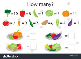 How Many Counting Game With Different Vegetables For Kids Educational Math Task For The Development Of Logical Think Kids Vegetables Counting Games Math Tasks