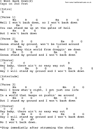 Johnny Cash Song I Wont Back Down 2 Lyrics And Chords Lyrics And Chords Guitar Chords And Lyrics Guitar Chords For Songs