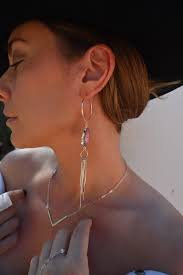 Titanium Agate Sterling Silver Dangle Earrings-unique Gemstone  Earrings-aesthetic Earrings-bridesmaid Jewelry-girlfriend Gift-hoop  Earrings