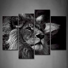 Black And White Split Canvas Prints Black And White Gray Lion Head Portrait Wall Art Painting Pictures Print On Canvas Animal The Picture For Home Mo Lion Wall Art Portrait Wall Wall Art Painting