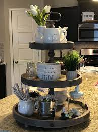 This week we made a diy farmhouse 3 tier tray with all the accents! For The Baddest Pins Follow Vinaksena Ù…Ø¬Ø¯ Tiered Stand Decor Tiered Tray Decor Tray Decor