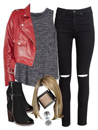 Edgy Hanna Marin Inspired Outfit With Red Leather Jacket Red Leather Jacket Outfit Leather Jacket Outfit Spring Red Jacket Leather