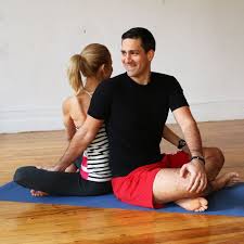 A Couples Yoga Routine Your Guy Will Actually Love Couples Yoga Poses Couples Yoga Hatha Yoga Poses