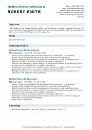 Medical Records Specialist Resume Samples Qwikresume