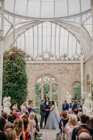 Orangery Wedding Ceremony With Bride In Tulle Custom Made Blue Claire La Faye Wedding Dre Garden Wedding Inspiration Irish Wedding Venues Garden Wedding Venue