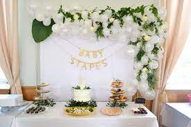 Baby Shower Balloon And Greenery Back Drop With Gold Baby Shower Fall Summer Baby Shower Baby Shower Balloons