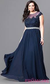 Image Of Cap Sleeve Long Plus Size Prom Dress With Lace Style Dq 9400p Detail Image 3 Plus Size Evening Gown Evening Dresses Plus Size Blue Plus Size Dresses