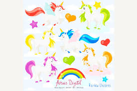 See rainbow unicorn stock video clips. Cute Rainbow Unicorn Clipart Pre Designed Illustrator Graphics Creative Market
