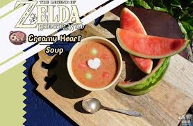 Finished Recipe Of The Creamy Heart Soup Compared To The Pixel Sprite From The Legend Of Zelda Breath Of The Wild Game Series Geek Food Game Food Cup Of Soup