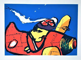 Herman brood | abeltje techniek: Herman Brood Zeefdruk Red Baron Online Kunst Galerie