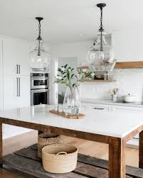 You can use chalk paint over stain; Pottery Barn To Illuminate A Kitchen Island As Beautiful As This One Opt For Pendants They Hang Low Enough To Create Plenty Of Functional Light But High Enough So That You