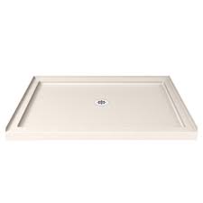 Shoulder will be no less than 3 high or less. Dreamline Slimline 42 In W X 36 In D Center Drain Single Threshold Shower Base In Biscuit Dlt 1136420 22 The Home Depot