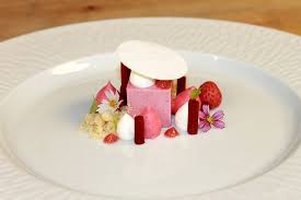 Rhubarb Strawberry Semifreddo Mascarpone Mousse Raspberry Glass Starwberry Foam Rhubarb Coulis Shortbread Crumbs Strawberry Fine Dining Desserts Gourmet Desserts