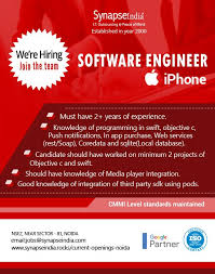 Synapseindia Jobs Software Engineer Iphone Software Engineer Engineering Software
