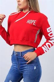 Yazi Baskili Kirmizi Bayan Sweat 9164b Sportif Kiyafetler Stil Kiyafetler Kadin Giyim