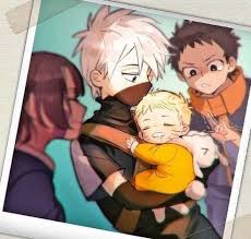 Rin Kakashi Obito And Little Naruto Naruto Kakashi Kakashi And Obito Naruto Minato