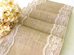 Burlap And Lace Table Runner Wedding Table Runner Rustic Wedding Table Dec Mariage Table Rustique Chemins De Table En Dentelle Decorations De Mariage Rustiques