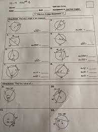 Complete answer key for worksheet 2 (algebra i honors). 10 4 Hw 4 Name Date Unit 10 Circles Bell Homework Chegg Com