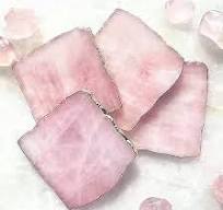 L-stone Rose Quartz Decor Coaster, Natural Pink Crystal Round Coasters Gold  Edge Set of 4 (Irregular Square)