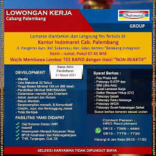 Check spelling or type a new query. Lowongan Kerja Indomaret Kantor Cabang Palembang Karir Palembang