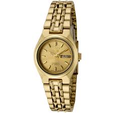 Buy Seiko Women S Syma04 Seiko 5 Automatic Gold Dial Gold Tone Stainless Steel Watch Online At Low Prices In India Amazon In